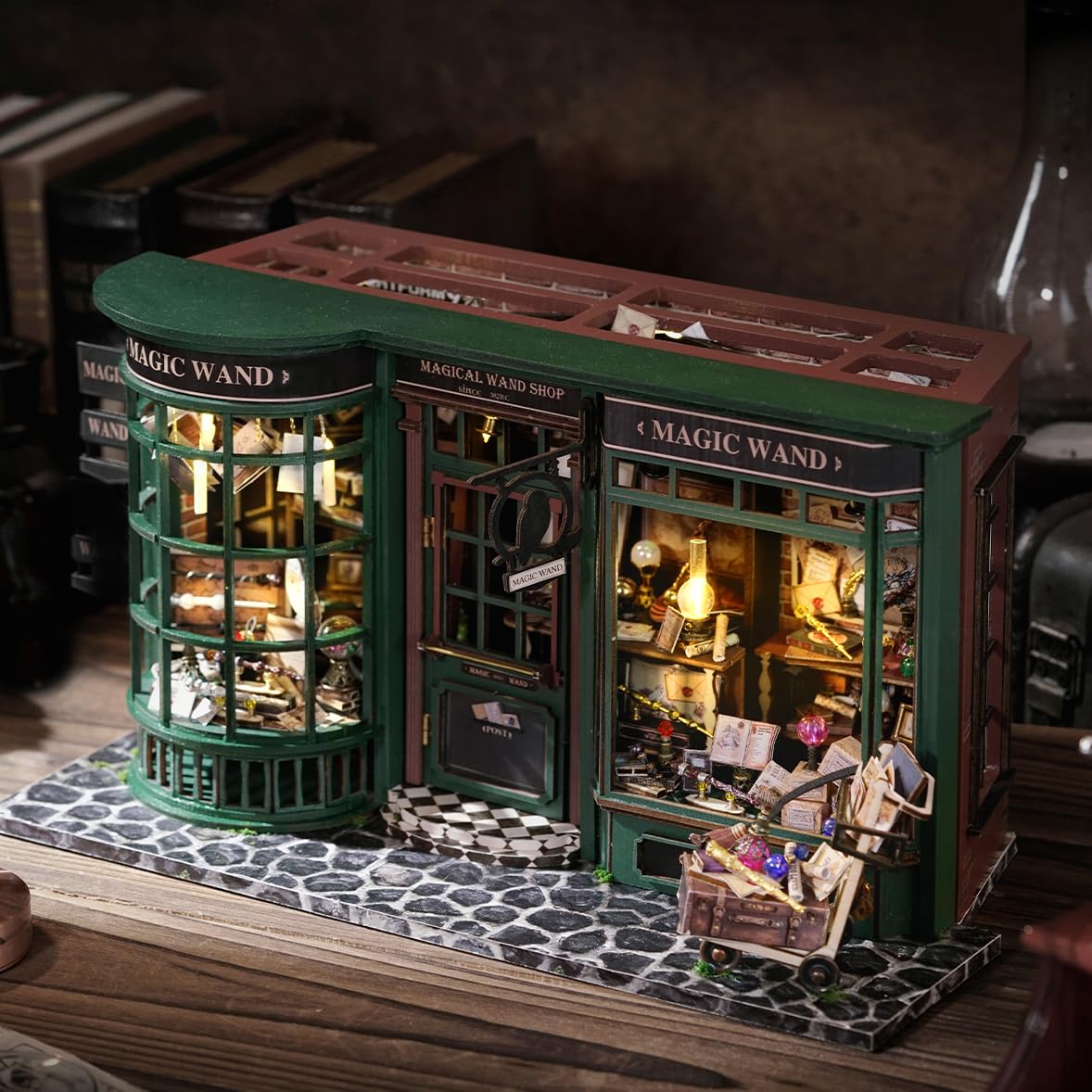CUTEROOM Zestaw do budowy domku dla lalek, drewniany domek dla lalek dla dorosłych, magiczny miniaturowy zestaw do budowy domku dla nastolatków, dziewcząt, chłopców, kobiet, na prezent