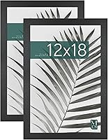 Vista 1 de MCS Studio Gallery Marco para foto rectangular de 12 x 18 pulgadas, imitación de veta de madera de color negro, para póster o impresión artística, 2