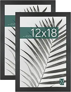 MCS Studio Gallery 12x18 Picture Frame Black Woodgrain, Rectangle Photo Frame for Photos, Posters & Art Prints (2-Pack)