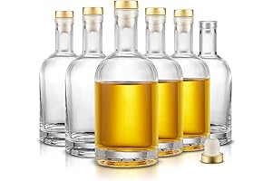 Mfacoy Set of 6 Glass Bottles: 6oz Clear, Heavy Base Liquor Bottles...