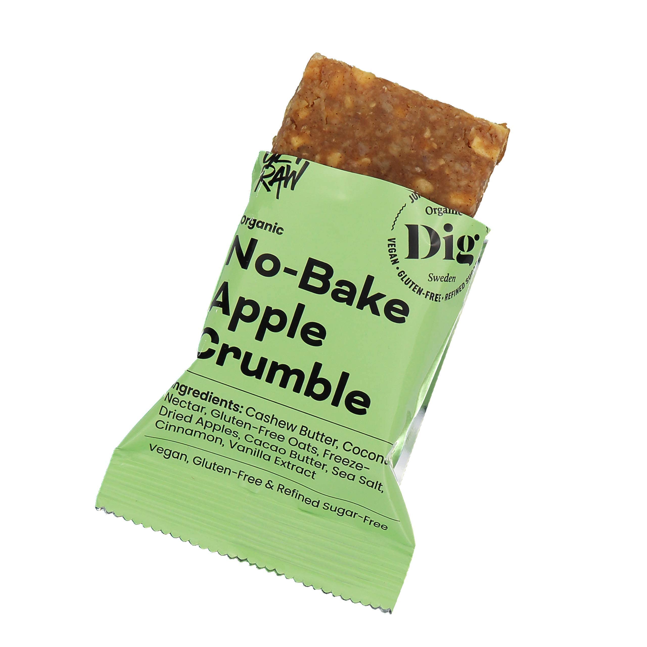 Dig Bio-Streuselkuchen Apfel – No-Bake Riegel mit Apfelgeschmack, Vegan & Glutenfrei, 12 x 35g