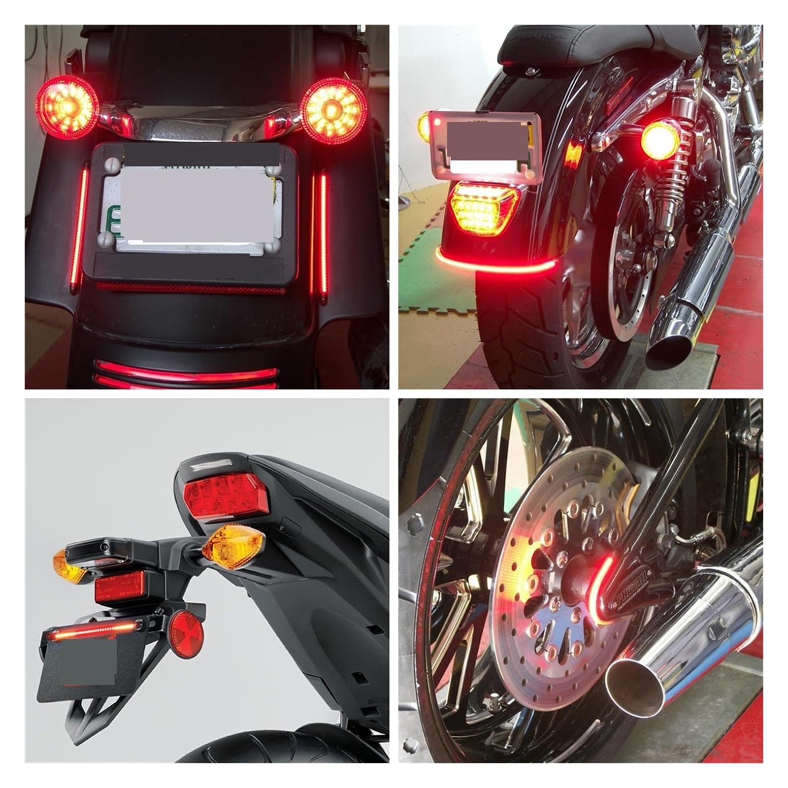 Moto Luz Trasera Tira de Luces LED Flexible para Motocicleta, luz de Freno de 48 LED, señal de Giro automática, luz Trasera de Freno para Moto Universal, 1/2 Uds.