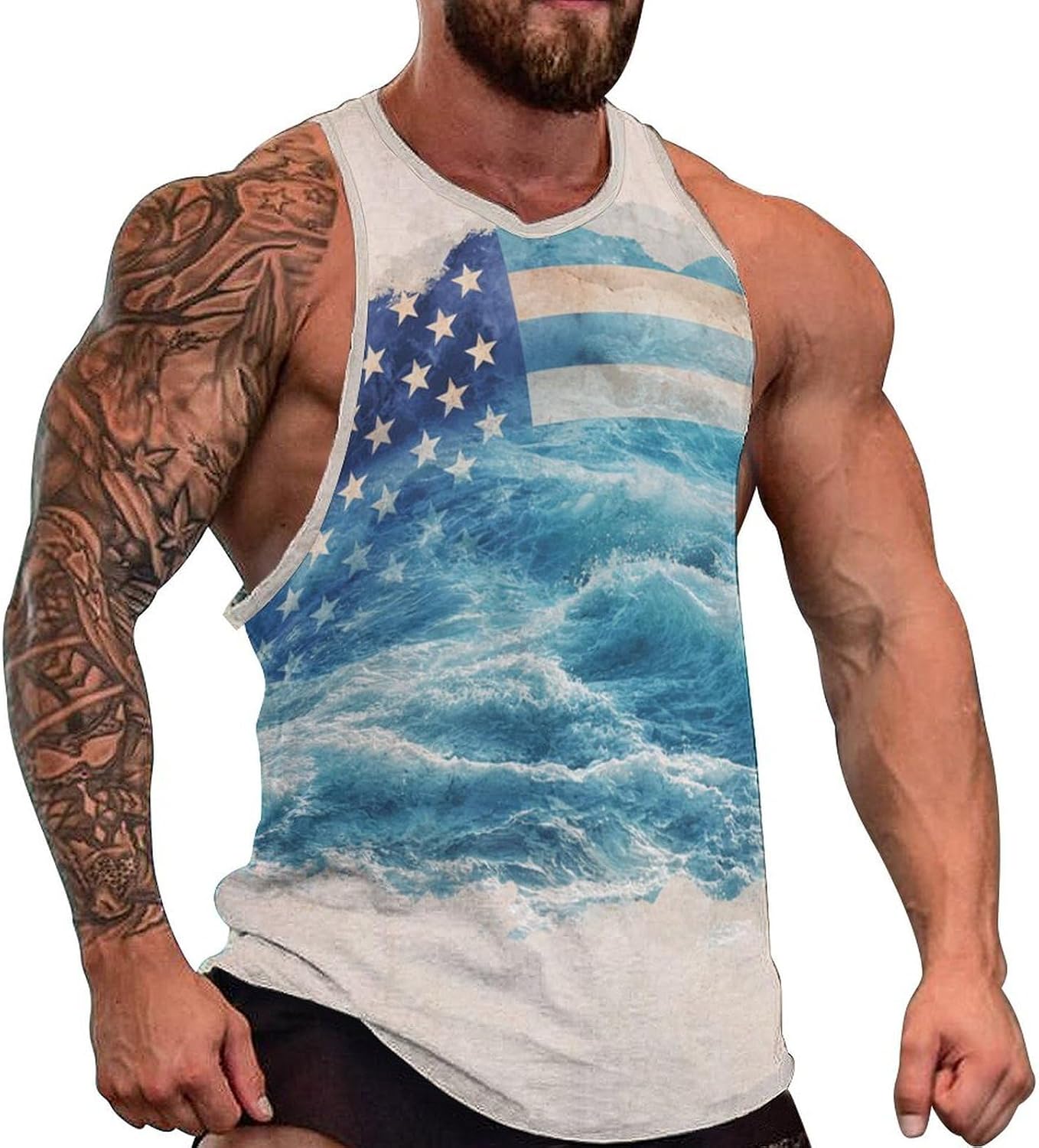 Glow Pulse Men's All Over Print Muscle Tank Top Sleeveless V Neck Workout Gym Casual Sports Tee S‑5XL