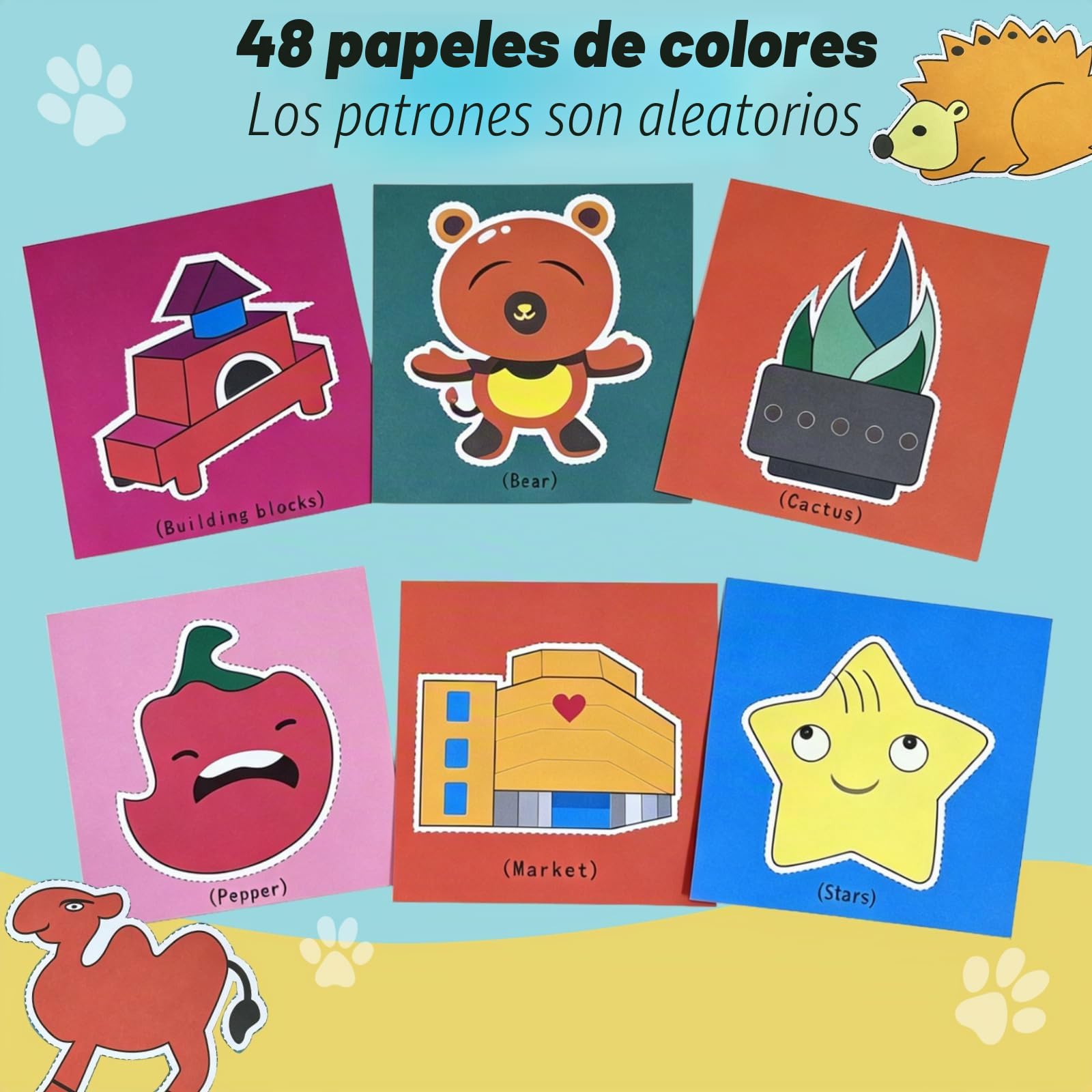 DealKits Juego de Corte Para Niños - 2 Tijeras de Seguridad + 48 Hojas - Actividades Divertidas Para Preescolar y Guardería - DIY
