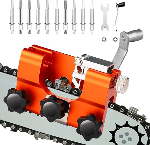 HAMDKS Chainsaw Sharpener with Titanium-Plated Diamond Bits