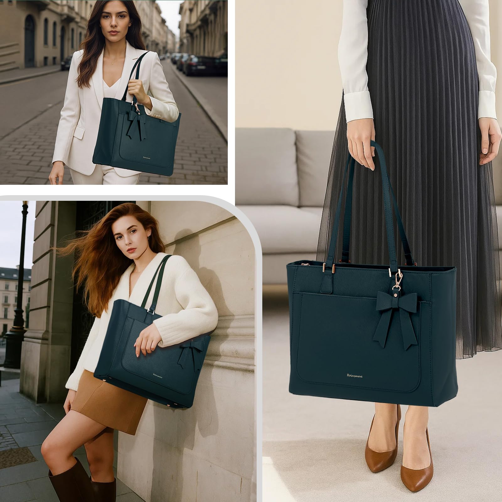 RAINSMORE Borsa Donna Grande Capacità Borsa Lavoro Donna | Borse Università Tracolla Ufficio Spalla in PU Pelle, Borse Tote per Shopping Viaggi Scuola Ufficio