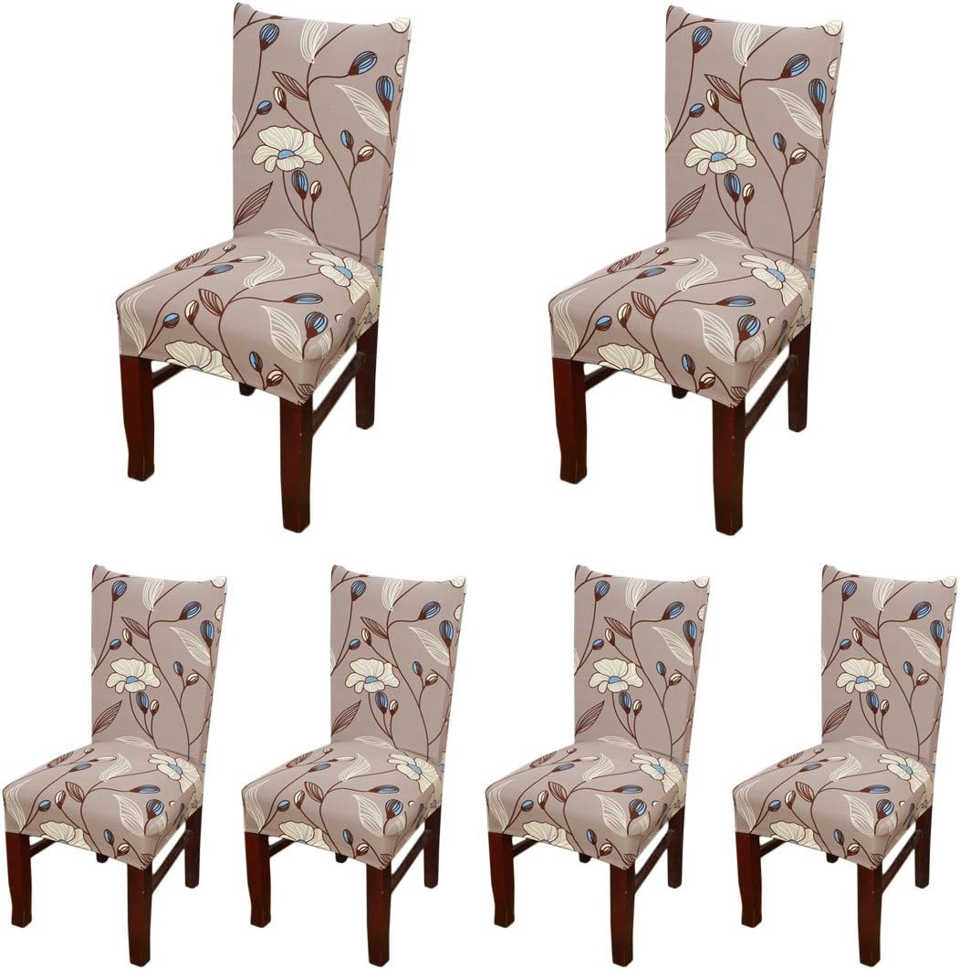 HengAi Style 6 PCS Dining Chair Cover Strtch Chair Slipcover Print Chair Protective Covers for Dining Room,Hotel,Resturant,Banquet (B)