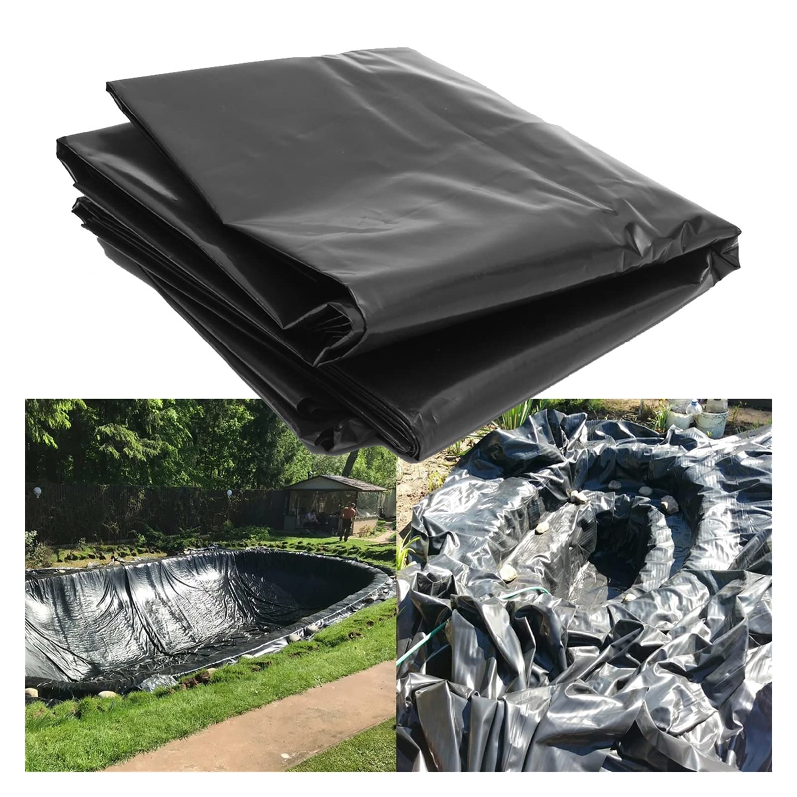 Teichfolie 1mm Strapazierfähiges Undurchlässiges HDPE Zum Schutz Von Fischteichen Teich Steinfolie, Bachfontänen und Wassergärten (Color : Black, Size : 2x10m)