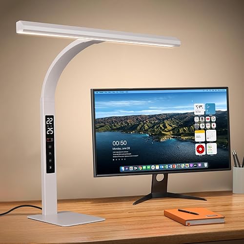 Miniatura 9 de Lámpara de escritorio LED para oficina en casa, luz de trabajo de computadora de arquitecto, atenuación continua de temperatura de color táctil y