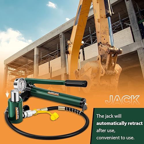 Miniatura 7 de Newhai Bomba de mano hidráulica de 10 toneladas 2" Ram Jack+cp-180 con manómetro hidráulico Porta Power Kit de 10 toneladas Cilindro corto de perfil