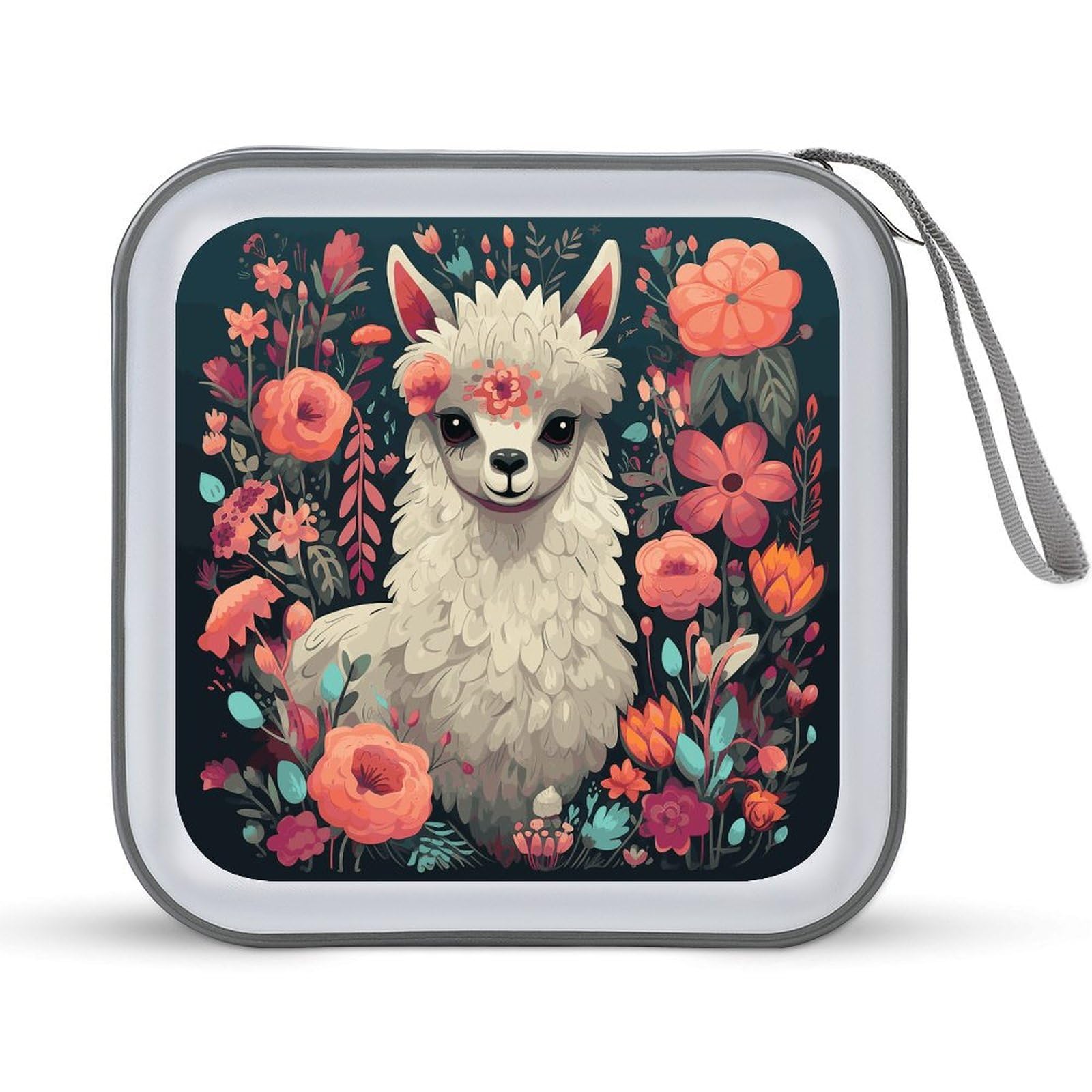 JTREHY - CD Storage Bag 40 Sheets Floral Print Portable Zipper Portable CD DVD CD Wallet Large Capacity for Car Home Office Disc