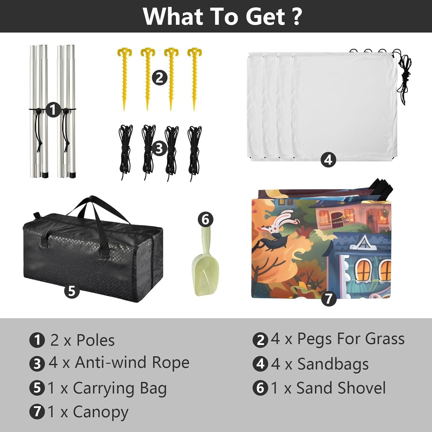 ALAZA Halloween Town Beach Tent Sun Shelter UPF50+ Protection Beach Shade Canopy w/ 4 Sandbags for Outdoor Camping, Fishing, Backyard Fun, Picnic, 10x9 ft