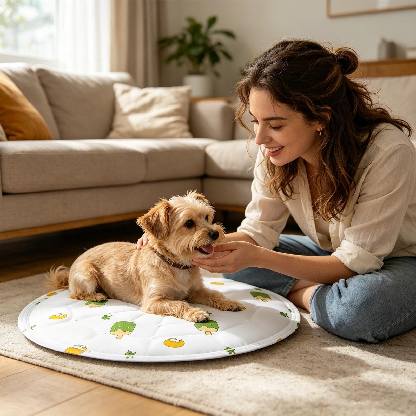 Generisch Kühlmatte für Hunde 50 cm Durchmesser, Rund, Tragbar, Wasserdicht