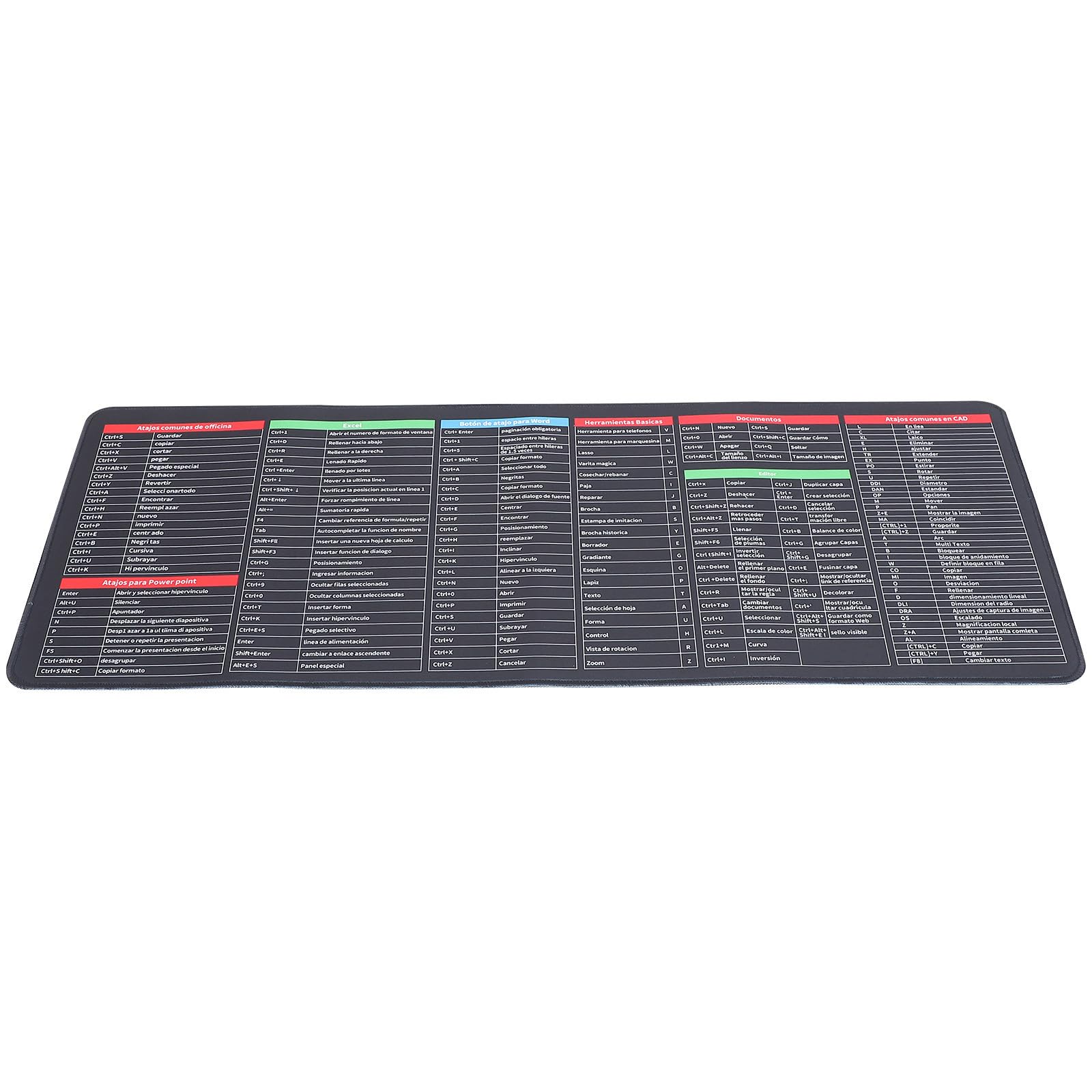 Alfombrilla para ratón y Teclado con accesos directos, Superficie de Tela práctica, Ideal para Gamers y Uso en Escritorio de Trabajo