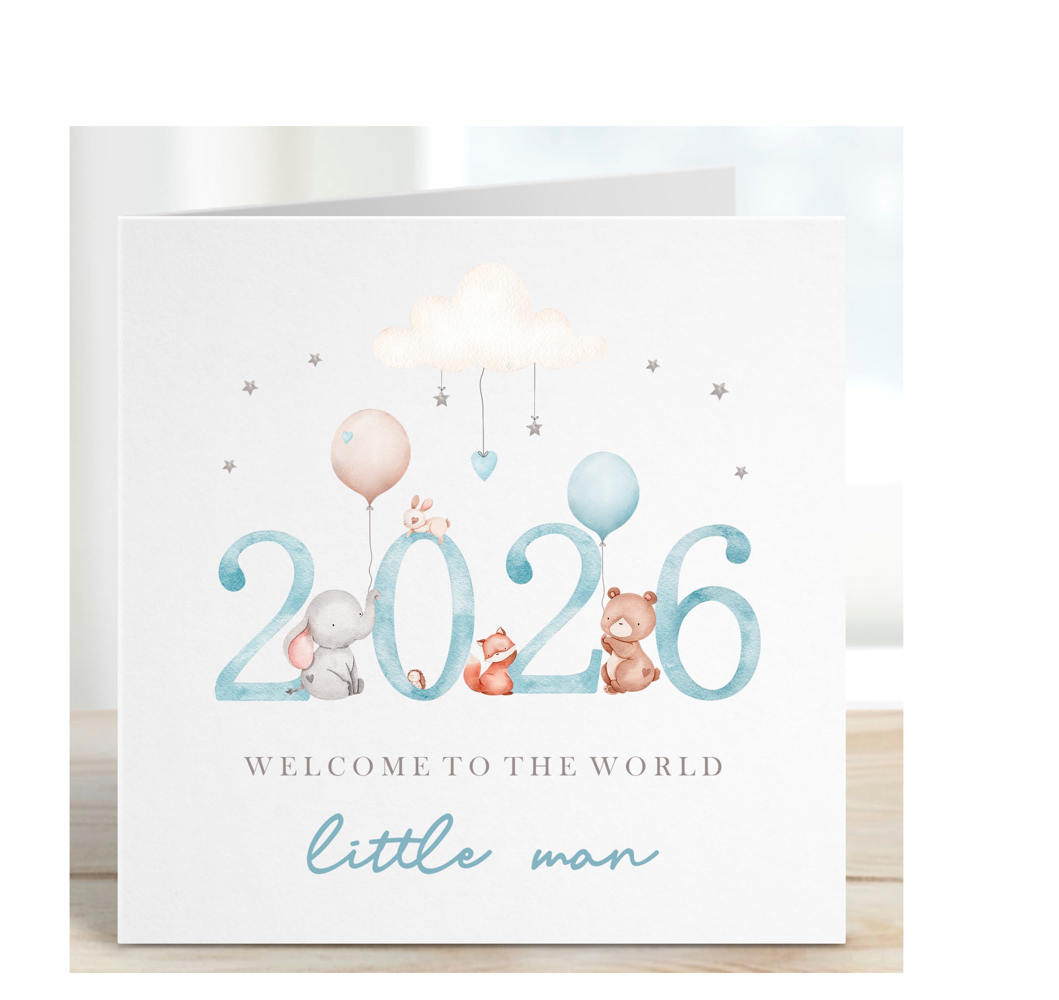 2026 New Baby Card Baby Boy - Welcome To The World - New Arrival Card - Congratulations On Your New Baby - Nephew/Godson - Grandson/Great-Grandson - Baby Boys