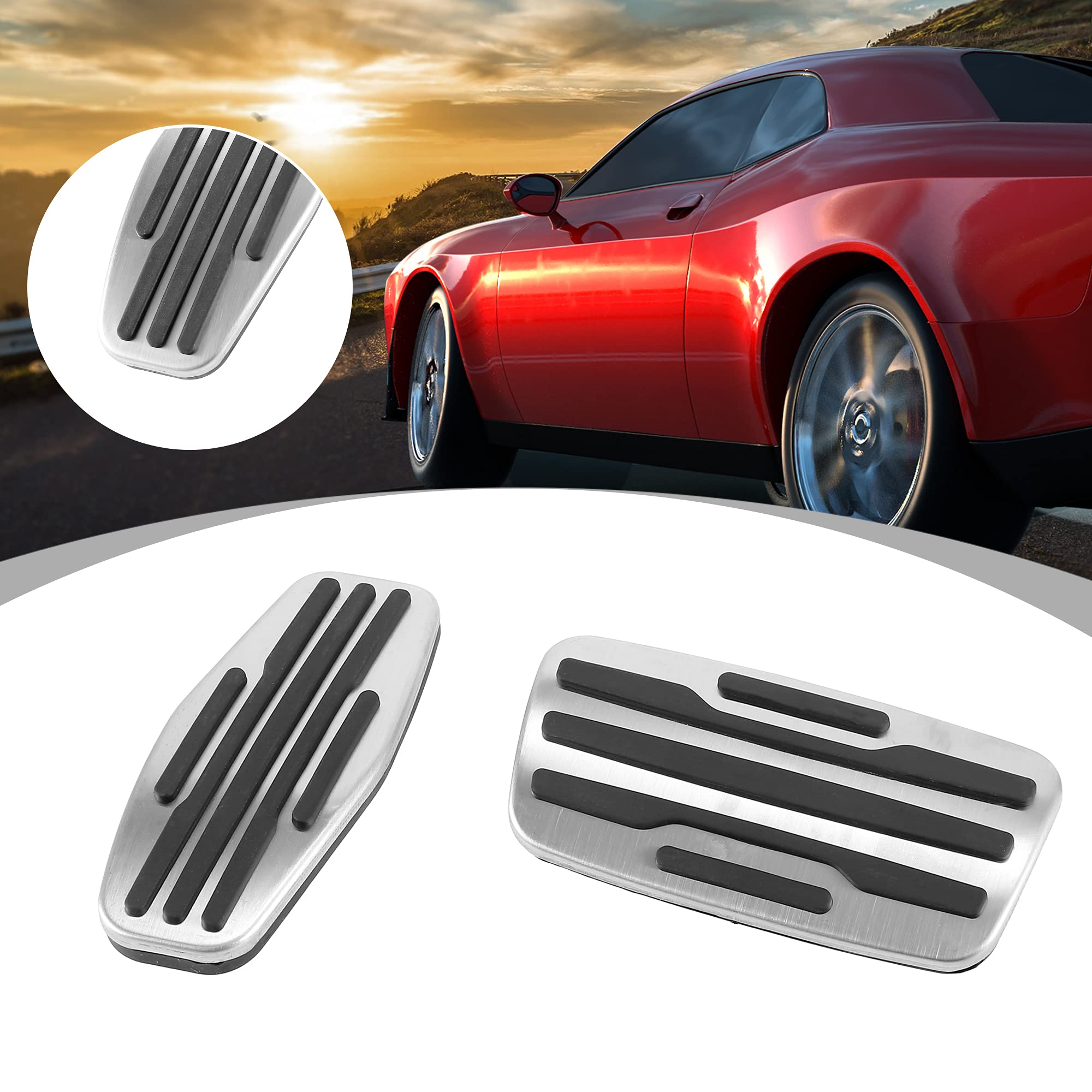 X AUTOHAUX Car Accelerator Gas Brake Pedal Pad Cover Kit Non-Slip for Chevrolet Silverado 1500 2020-2021