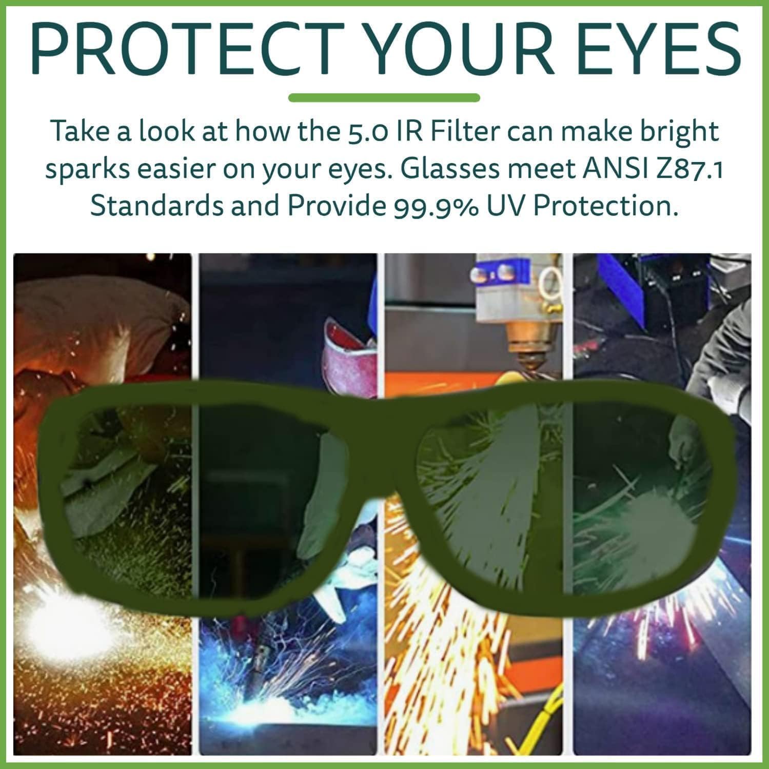 Cordova EJBIRUV5 Retriever Welder's Glasses, Black Frame, 5.0 IR Green Lens, 1-Pack