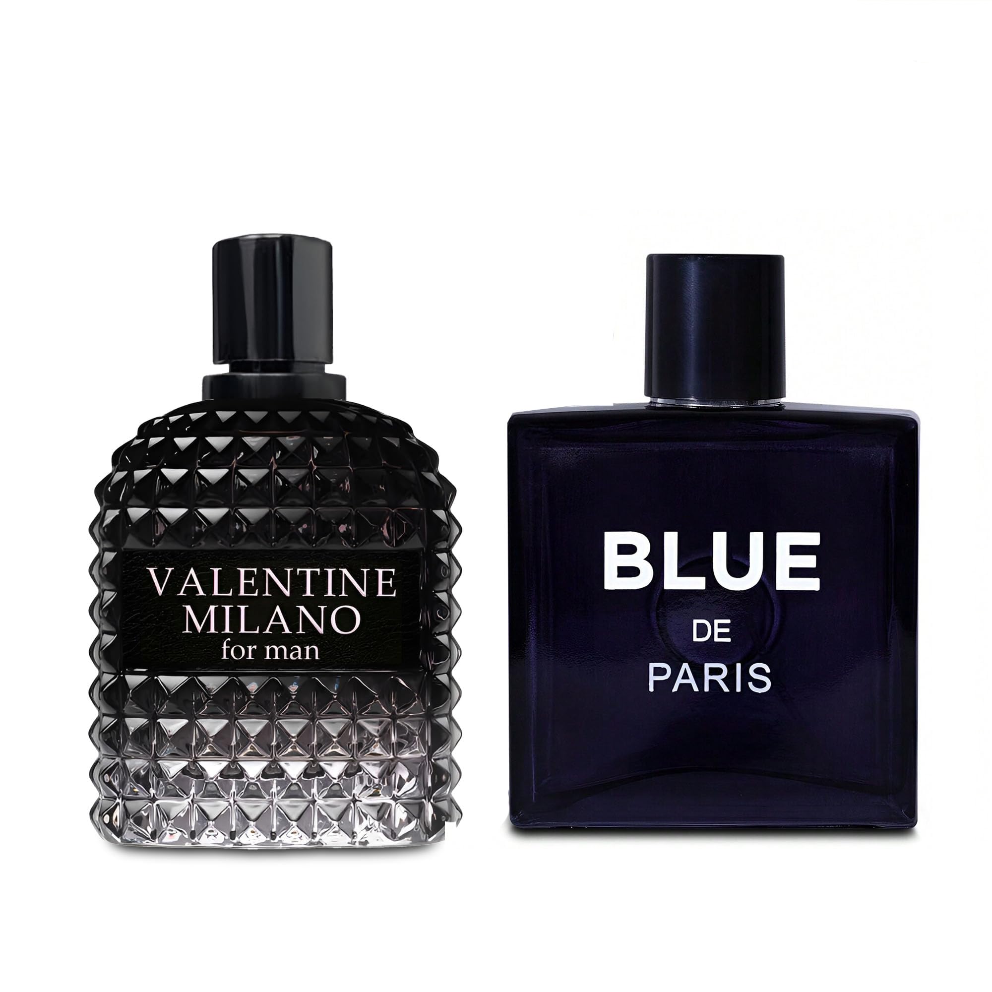 AFLUXE 2PCS Valentine Milano/Blue De Paris Eau De Toilette for Men-Fresh,Romantic Scent Perfume for Men 3.4 Fl Oz Each Mens Cologne For All Skin Daily