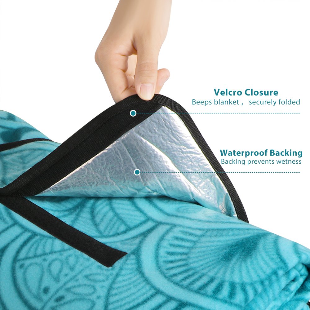 200 x 200cm XXL Picknickdecke Fleece Wasserdicht Campingdecke Stranddecke Wärmeisoliert mit Tragegriff für Picknicks, Camping - Blau