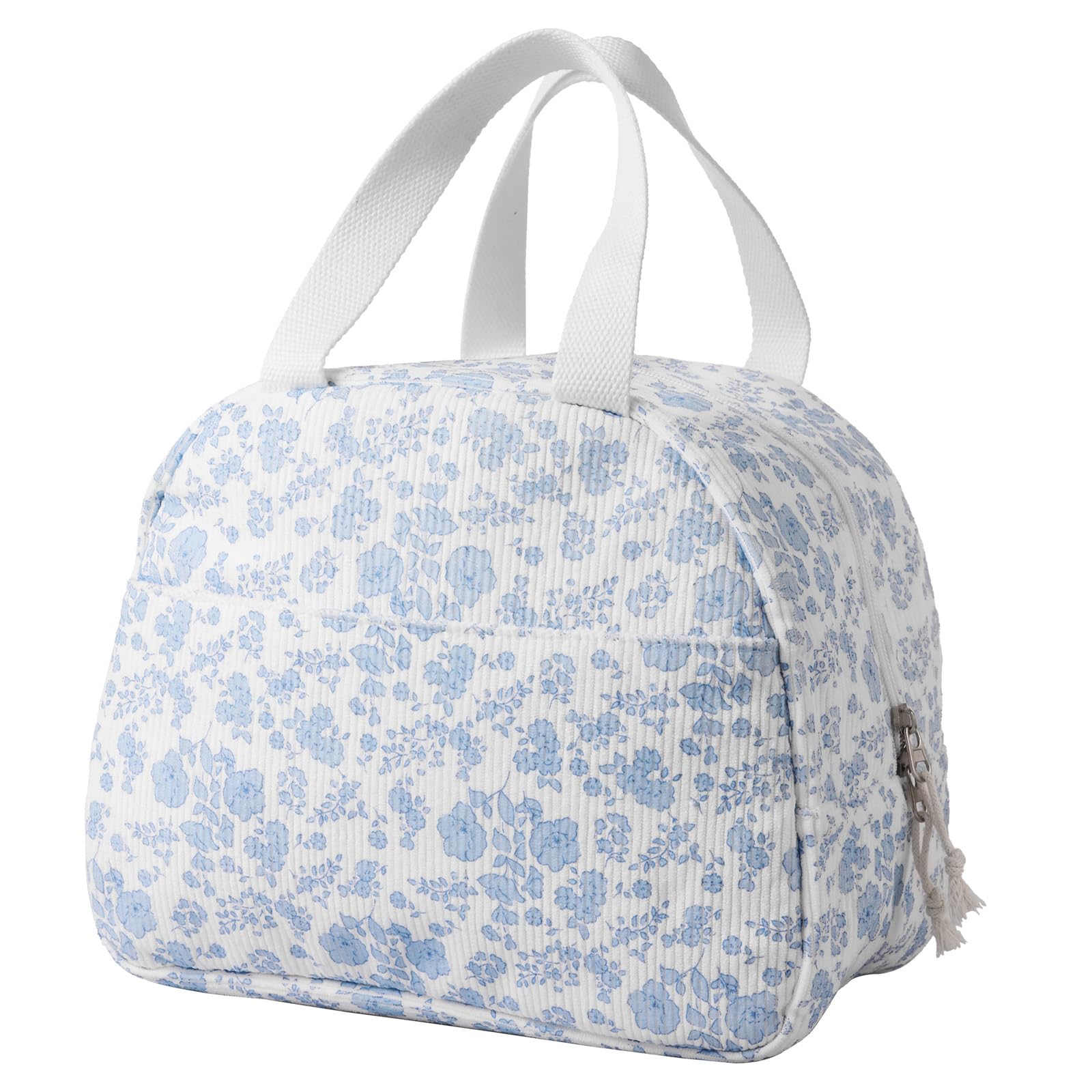 Lunch Bag for Women Thermal Insulated Cooler Lunch Bags Adults Kids Packed Lunch Box Tote Bag Leakproof Reusable Meal Prep Container for Work School Picnic Travel Beach(Blue Flower Print)