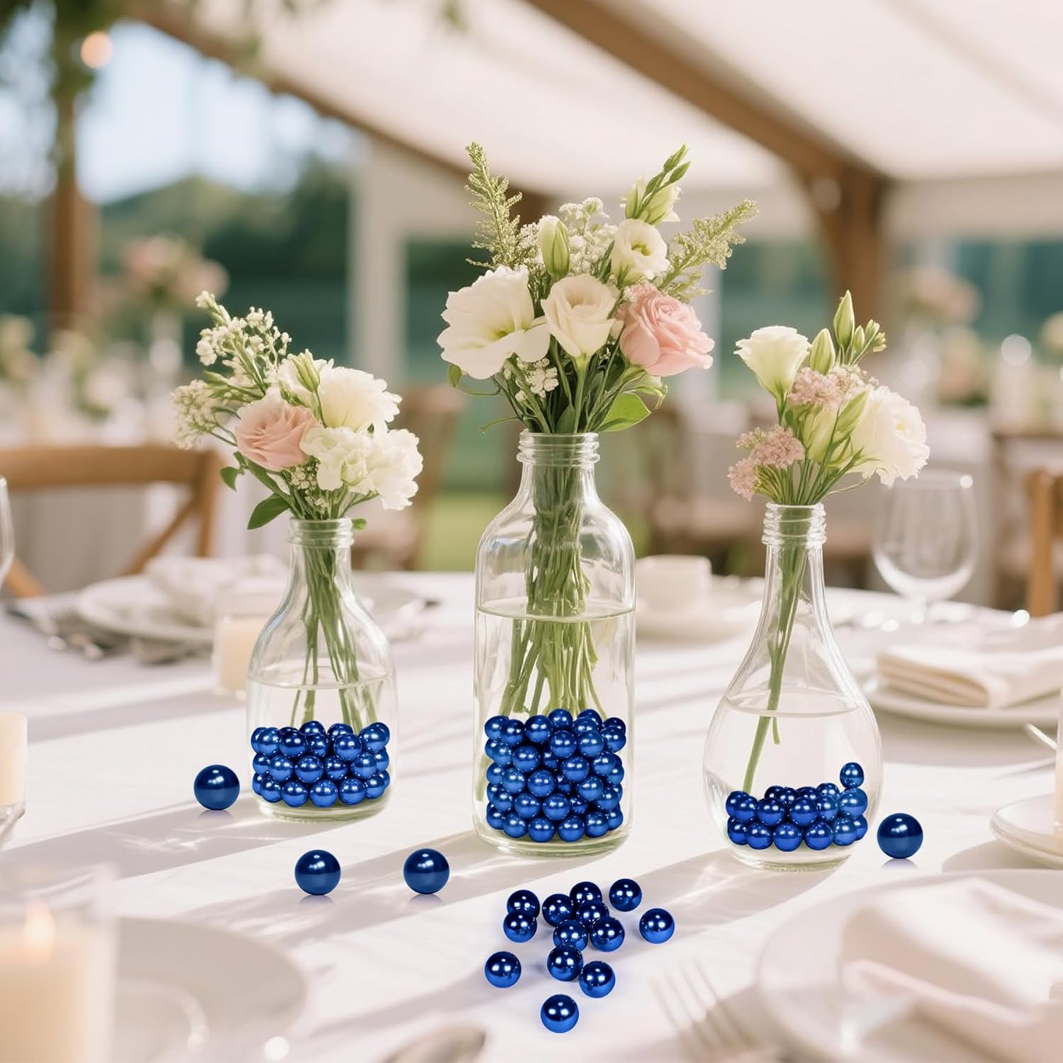 1400Pcs Navy Blue Vase Filler Pearl Beads for Crafting 8mm Beads No Holes Decor Suitable for Wedding Decor, Party Decorations, Centerpiece Table Decorations - Image 5