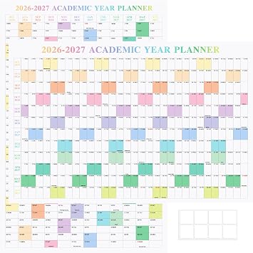 24" x 36" Exellewis 2026-2027 Academic Wall Calendar 12 Months