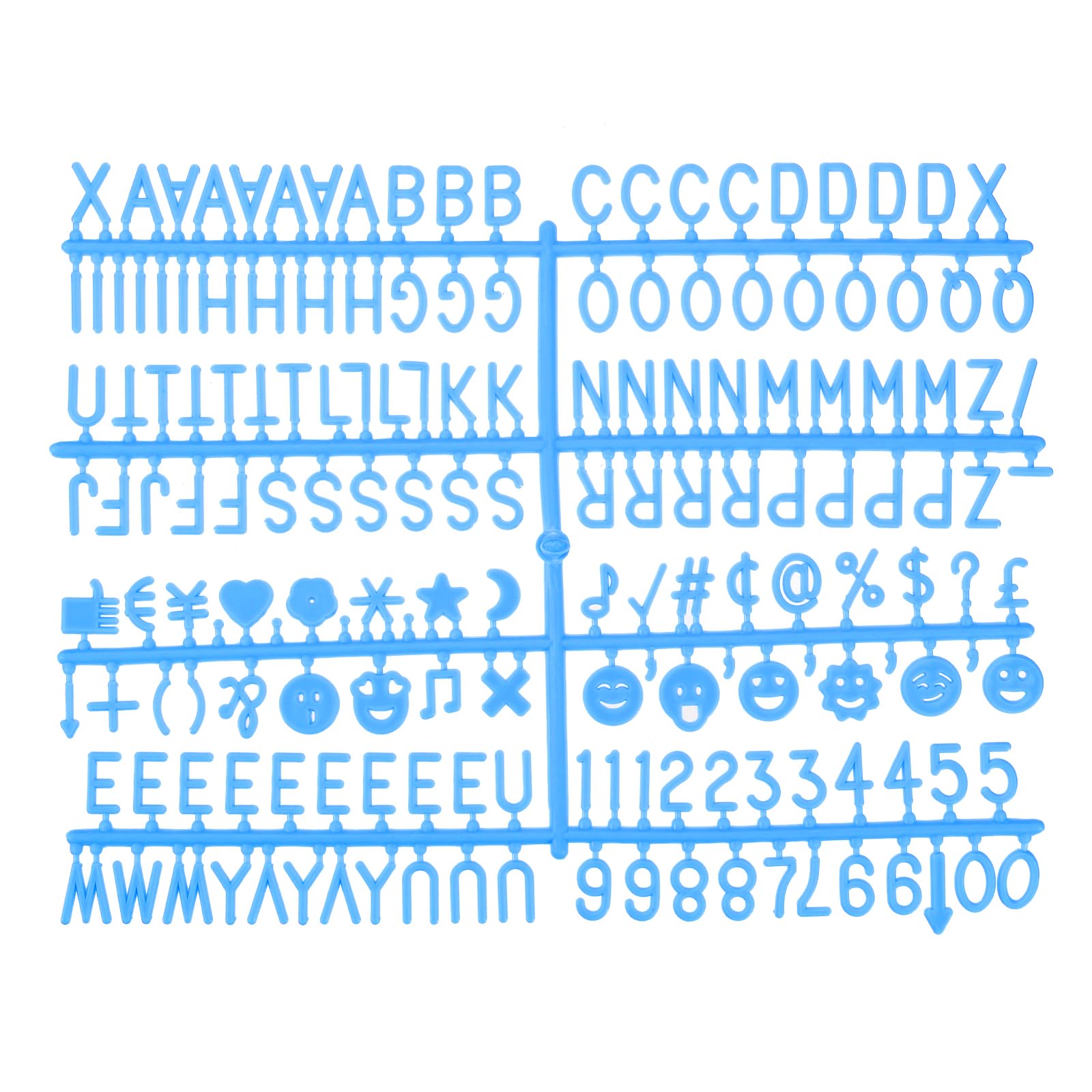 MECCANIXITY Felt Board Letters, 510 Characters Blue 3/4" Letters Numbers Symbols Changeable Plastic Message Boards Decor 3Pcs