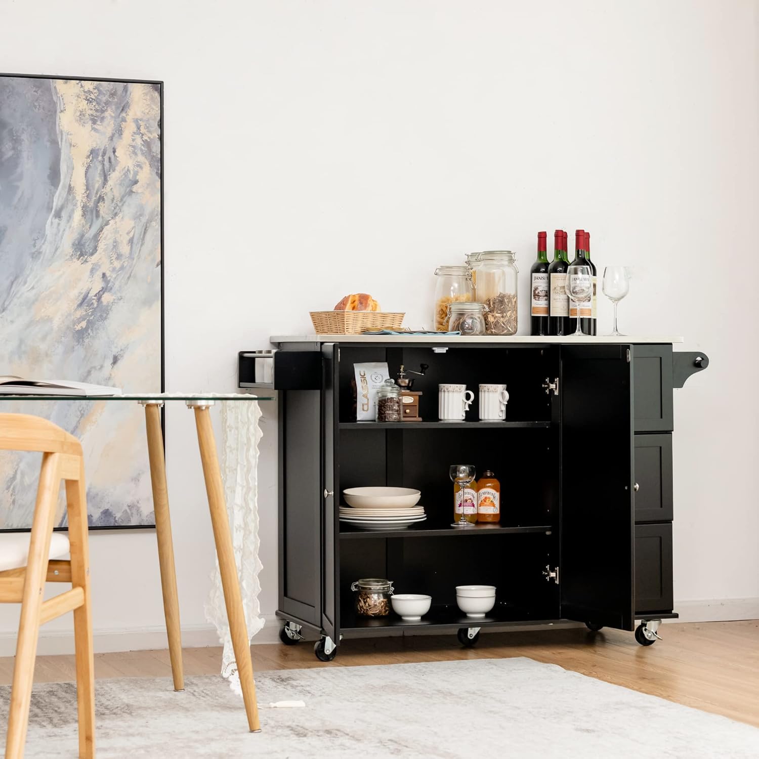 Buy GLACER Kitchen Island Cart on Wheels, Rolling Kitchen Cart with