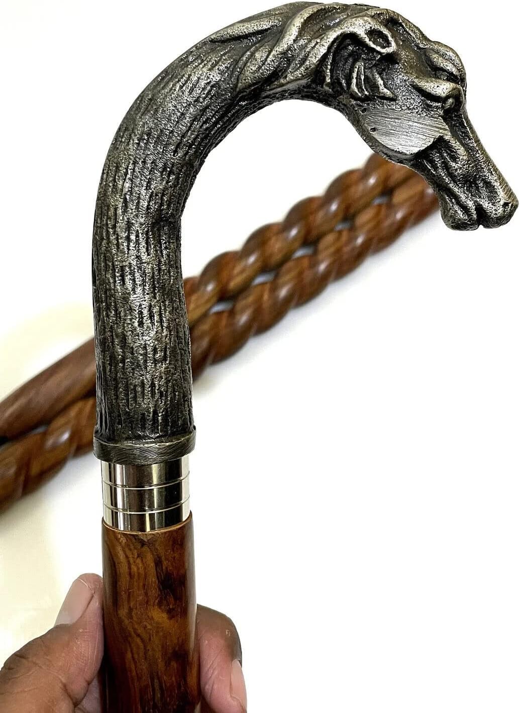 Brass Horse Style Head Handle Vintage Wooden Walking Stick Victorian Handmade Cane Best Gift