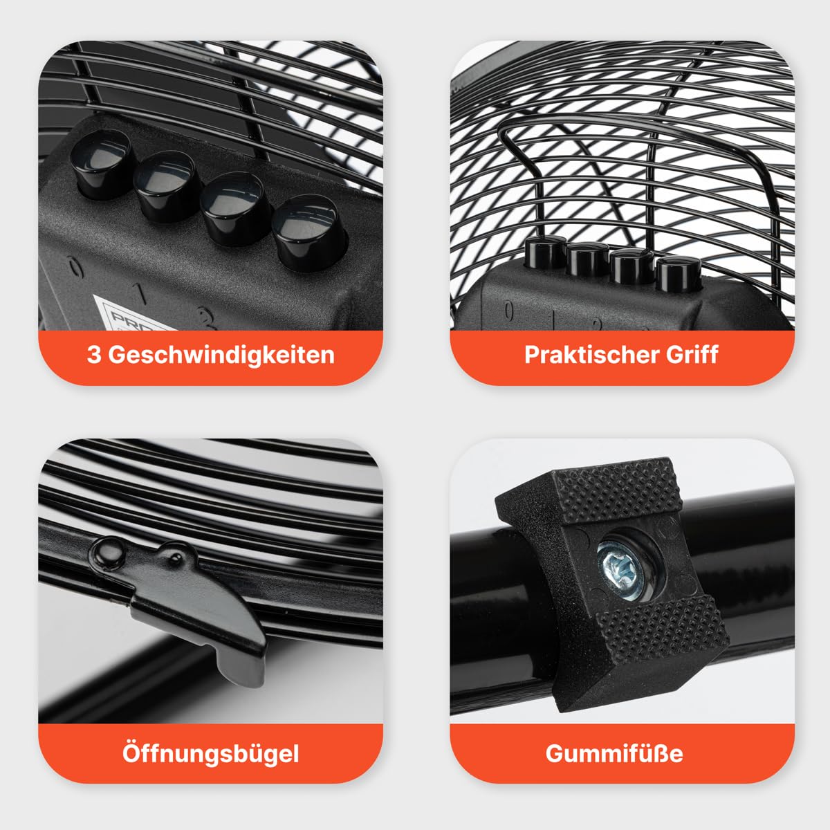 ProfiCare® XL Windmaschine mit 45 cm Ø | Ventilator verstellbarer Winkel | Bodenventilator 3 Stufen | Ventilator leise aus Metall | Luftkühler | Standlüfter | Raumkühler | PC-VL 3066 WM schwarz