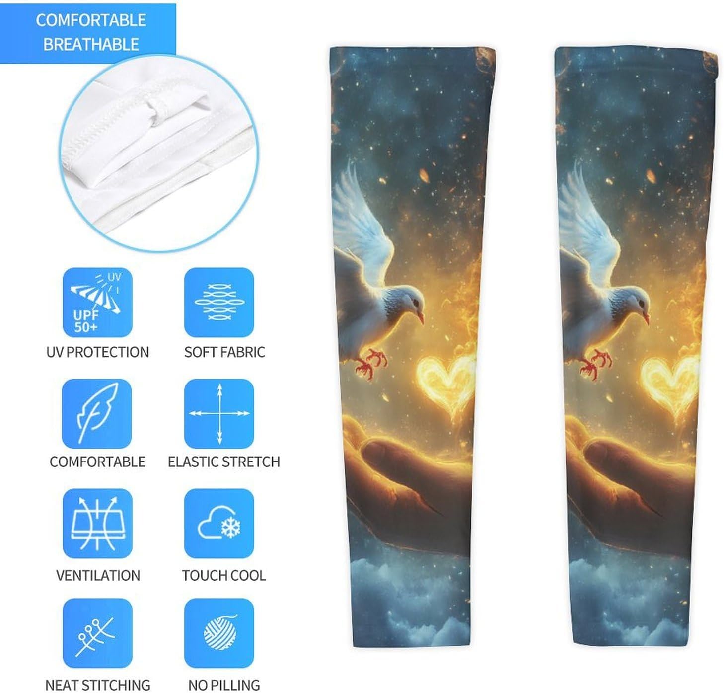 Holy Spirit Dovees Arm Sleeves Sun Protection Sleeves Sports Cooling Arm Compression Sleeve for Men Women