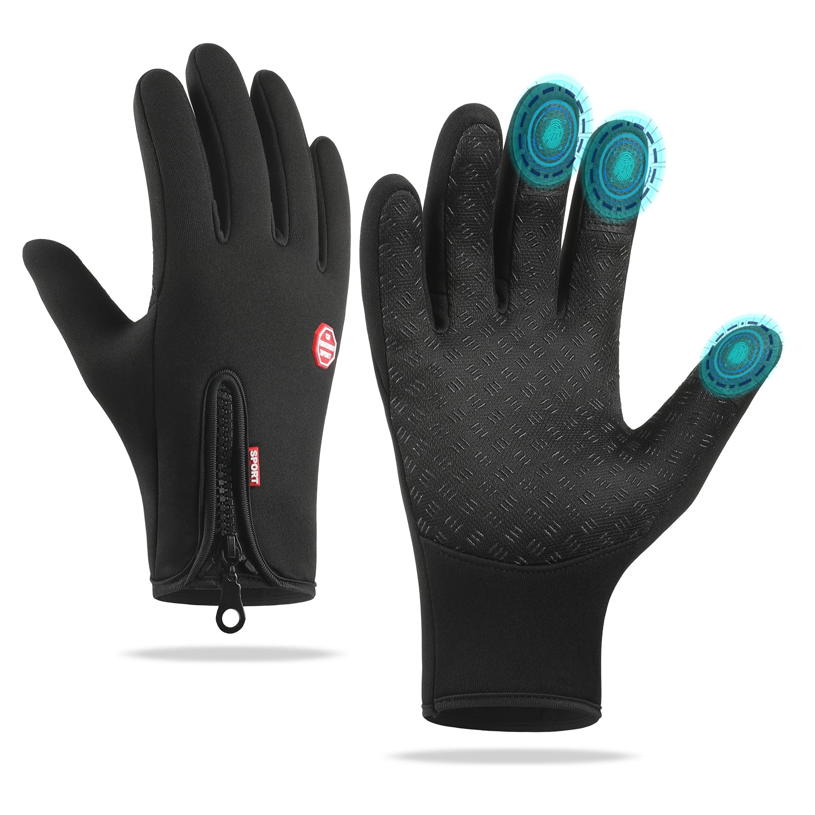 TOPWAYS Winter Gloves for Men and Women, Touch Screen Anti-slip Lightweight  Gloves Liners -Slip Silicone Gel Elastic Cuff Thermal Soft, for