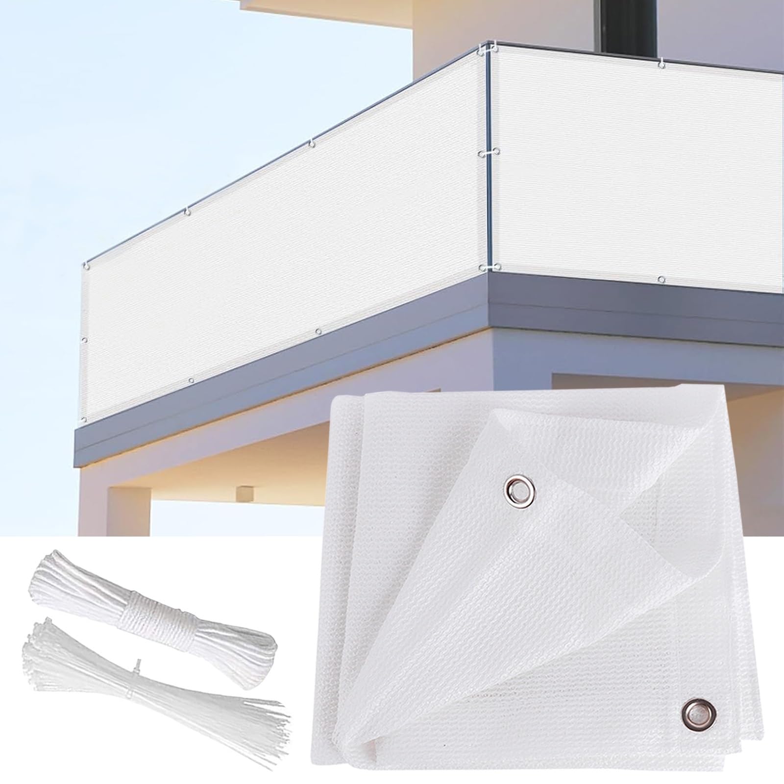 Voile de protection anti-UV extérieur respirant blanc et noir
