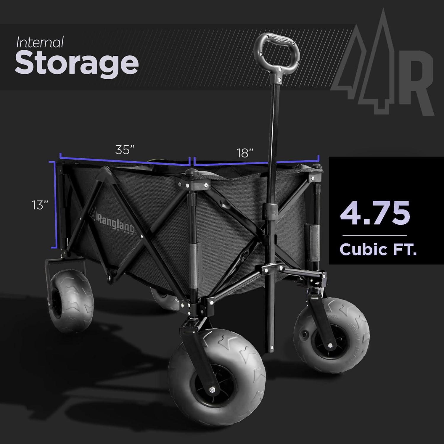 Deep Sand Beach Wagon with Big Air Wheels, Umbrella Pocket, Cargo Net  Cup Holders - Large All-Terrain Balloon Tires, Folding Utility Cart, [Heavy-Duty Steel Frame] Blue/Black