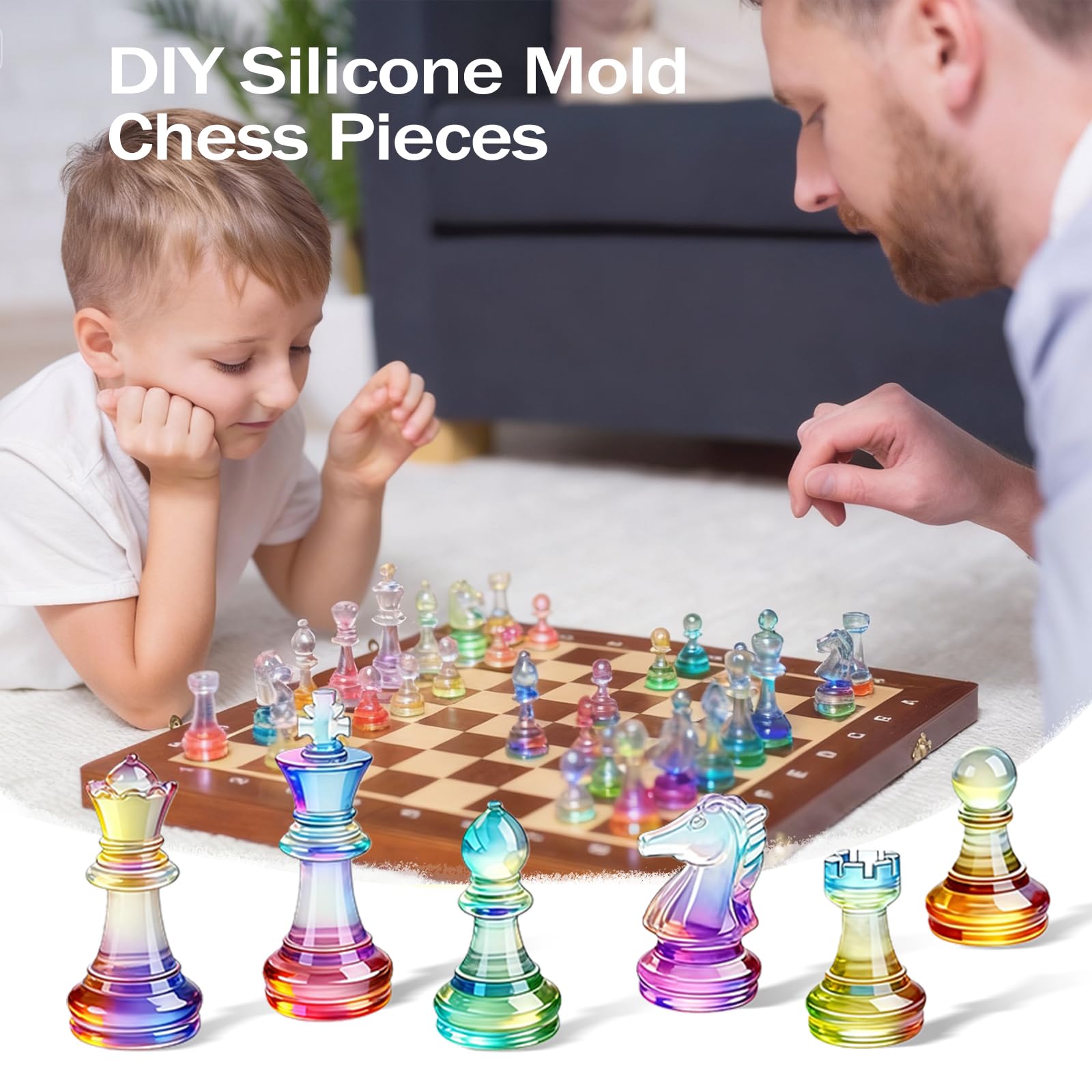 ZYTIN Lot de 16 moules en résine d'échecs en silicone 3D, moules en résine époxy pour loisirs créatifs, cadeaux de Noël, fêtes de famille et jeux en ZYTIN Lot de 16 moules en résine d'échecs en silicone 3D, moules en résine époxy pour loisirs créatifs, cadeaux de Noël, fêtes de famille et jeux en