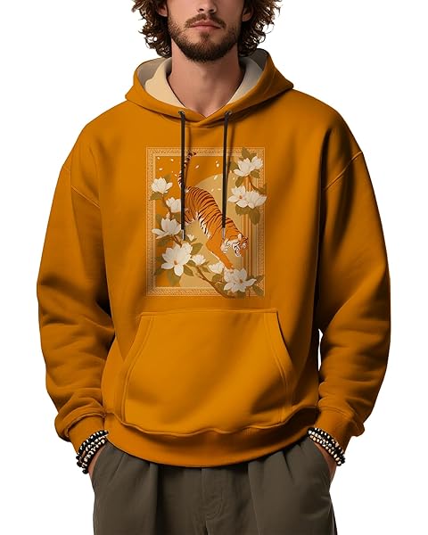 Mens Graphic Hoodies Animal Print Fleece Pullover Sweatshirts Hooded Novelty Loose ...