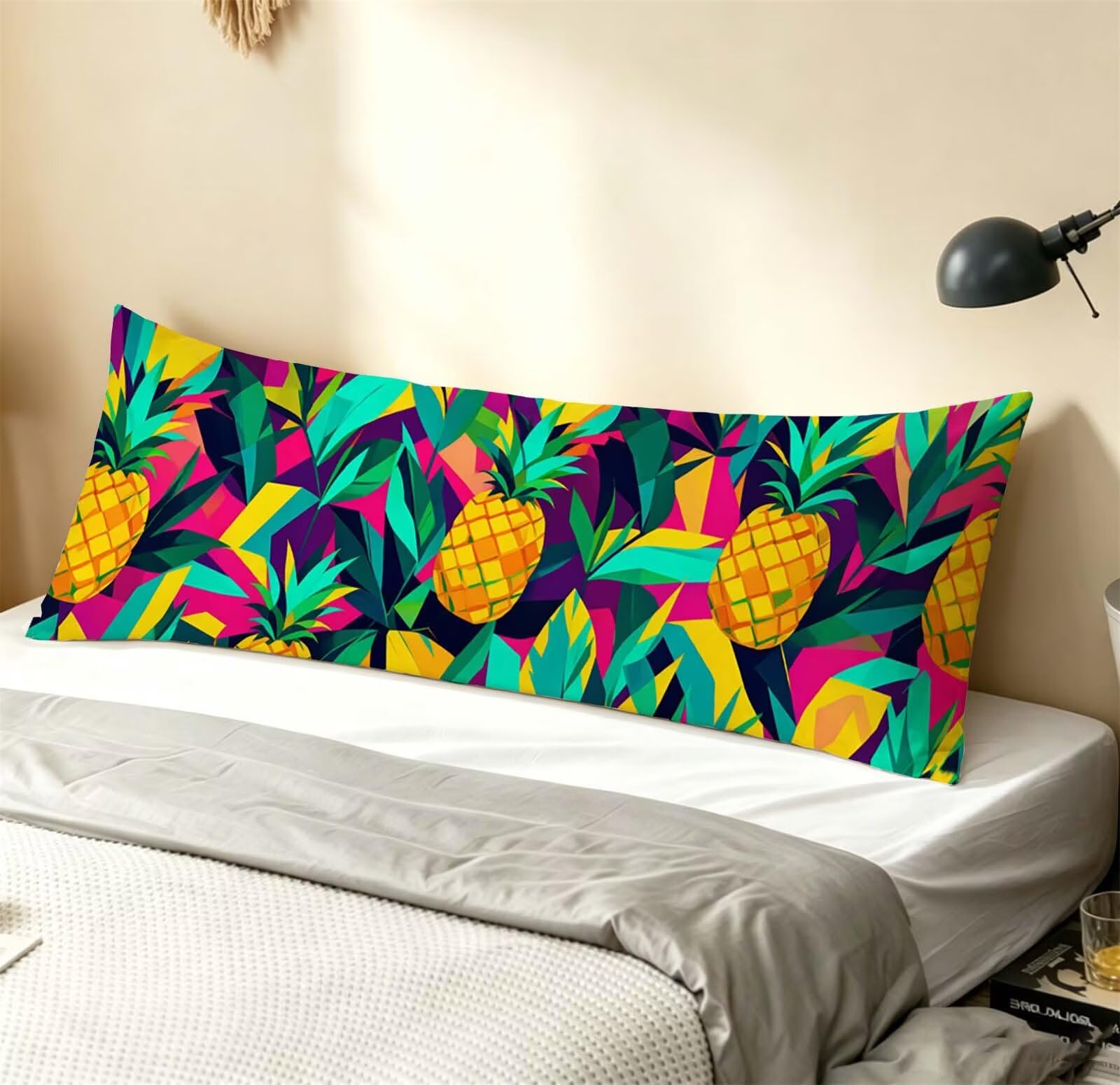 Fodera Cuscino 55 x 160 cm, Nordic-24 Lino Copricuscini Letto, | con Invisibile Cerniera, Morbida e Traspirante, per biancheria da letto, divano, hotel, chi dorme sul fianco Impianto-2 j-39