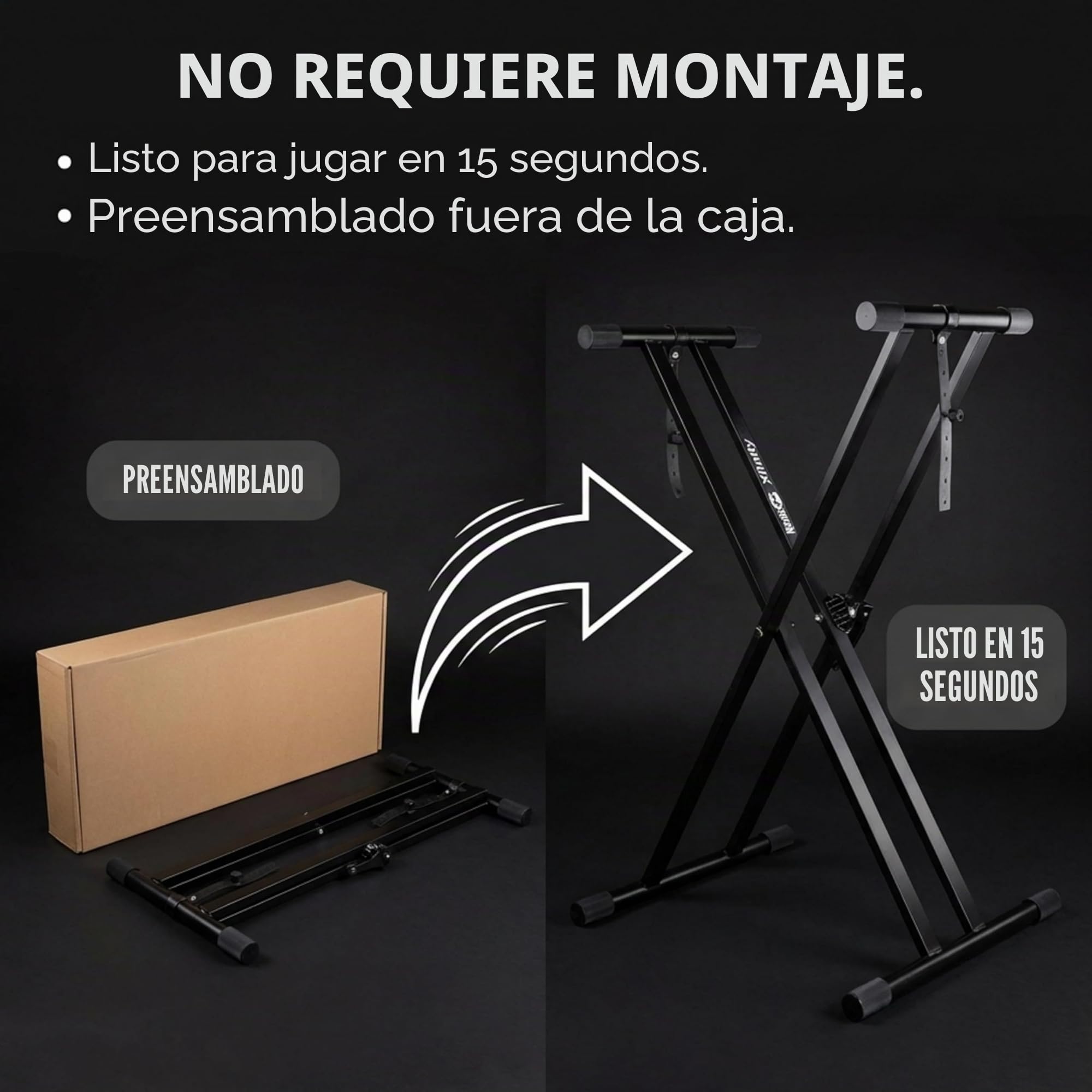 RockJam RJXX363 - Soporte de teclado ajustable con correas de bloqueo