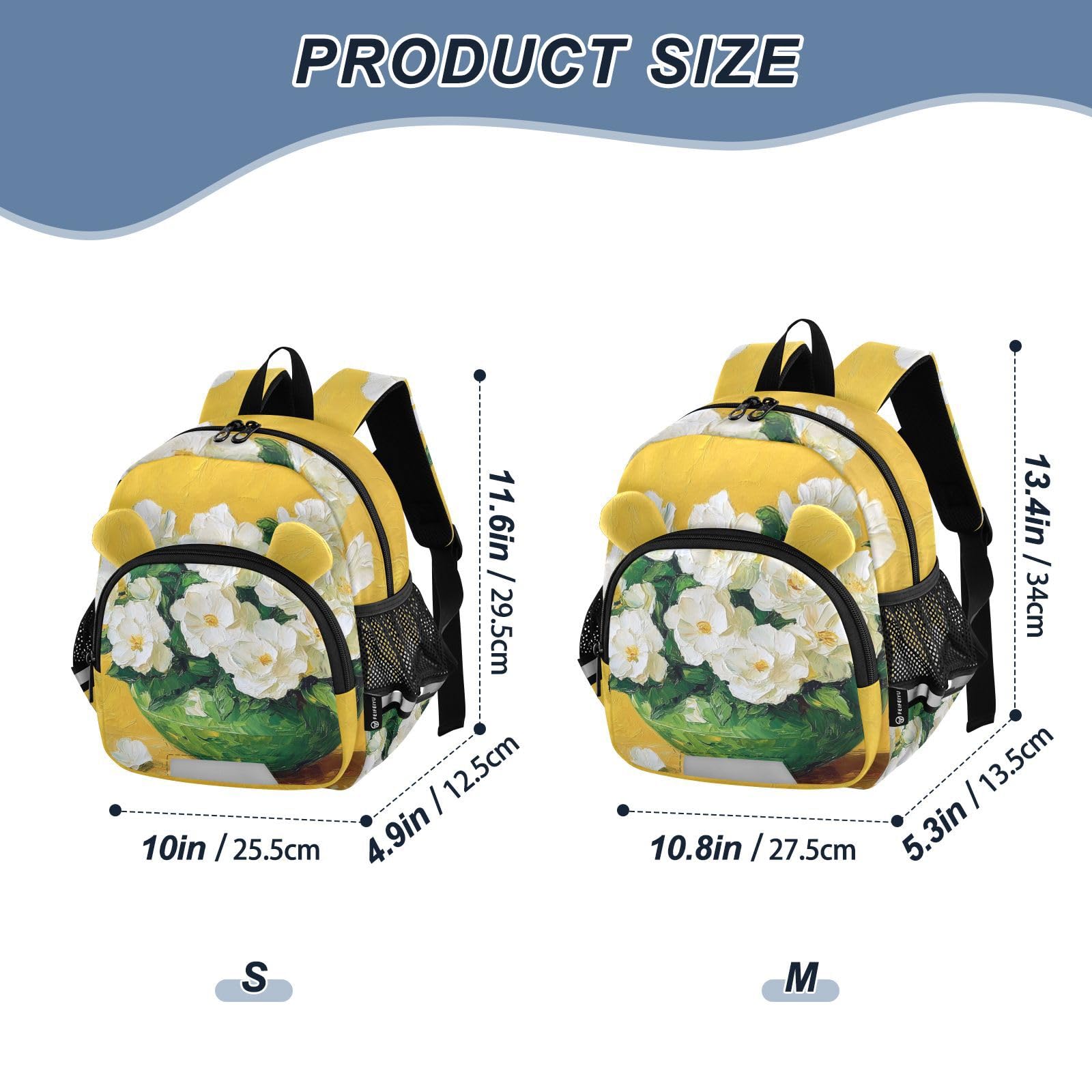 White Rose Vase Yellow Toddler Harness Backpack for Boys Girls 3-6 Years Kids Backpack with Anti Lost Safety Leash Baby Harness Bookbag for Walking Travel Preschool