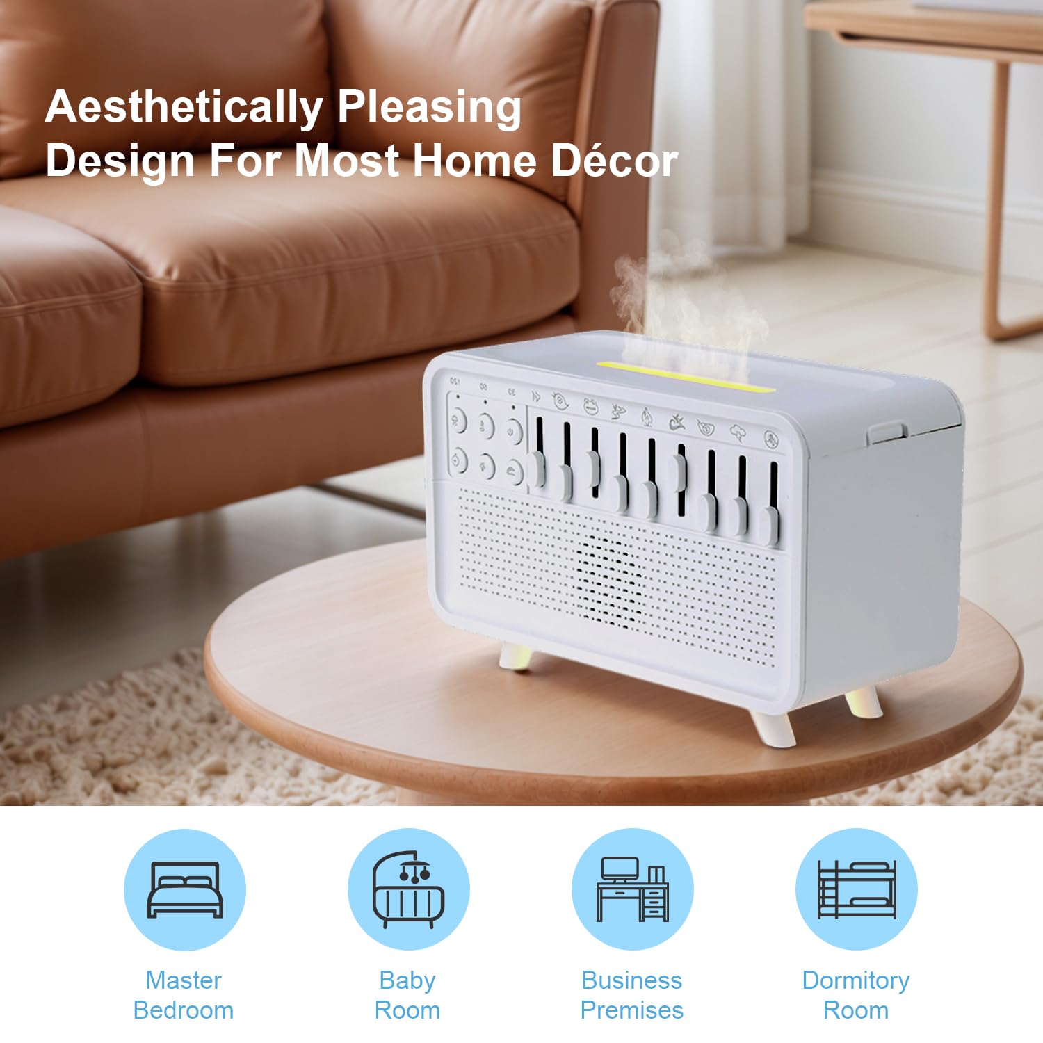 Humidificateur 3 en 1 à bruit blanc avec 8 sons d'ambiance, boîte à son diffuseur alimenté par USB, machine à son de sommeil pour la maison, le bureau, minuterie