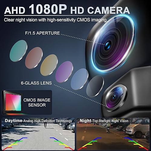 Miniatura 3 de LivTee Cámara frontal/de respaldo, cámara inversa, ultra gran angular HD de día y noche, cámara de visión trasera para automóvil, SUV, camioneta y