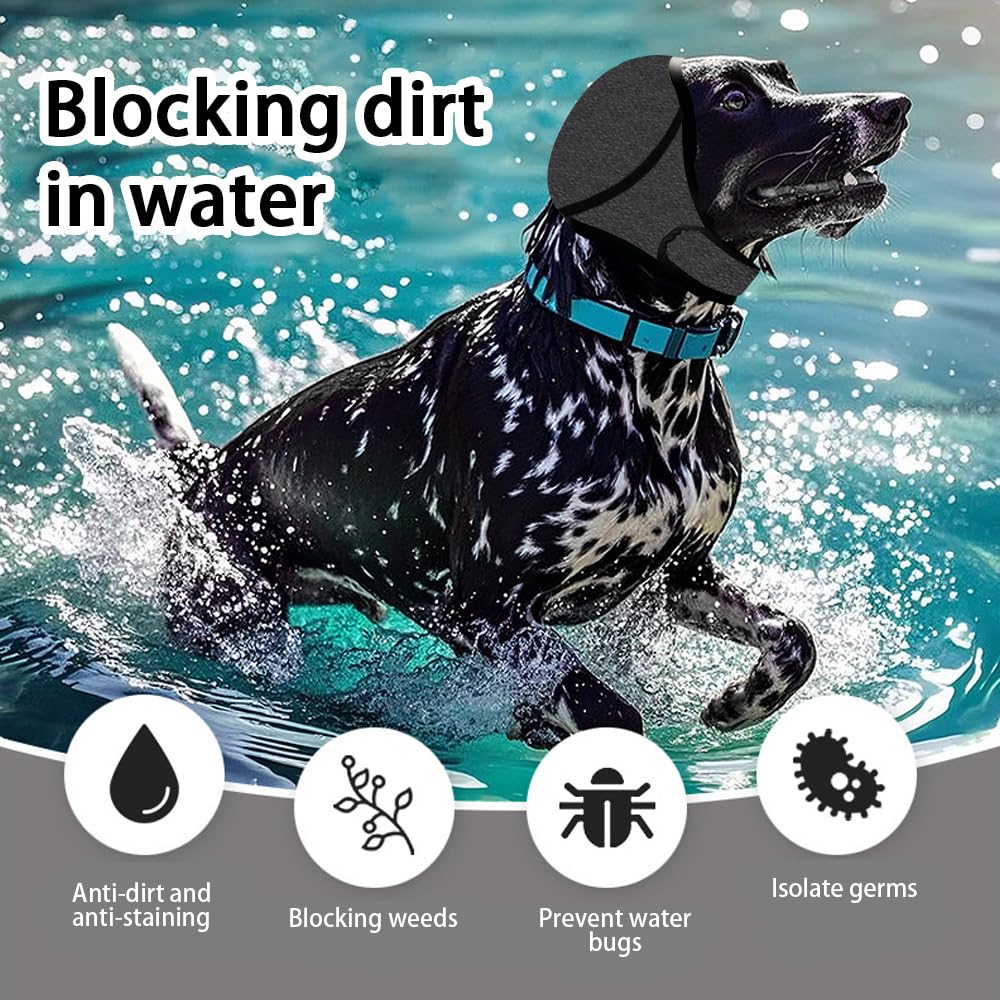 Paraorecchie Cane Scudi Confortevoli Anti Ansia Sollievo dal Rumore Snoods con Nastro Autoadesivo Regolabile per Cani(Grigio/L)