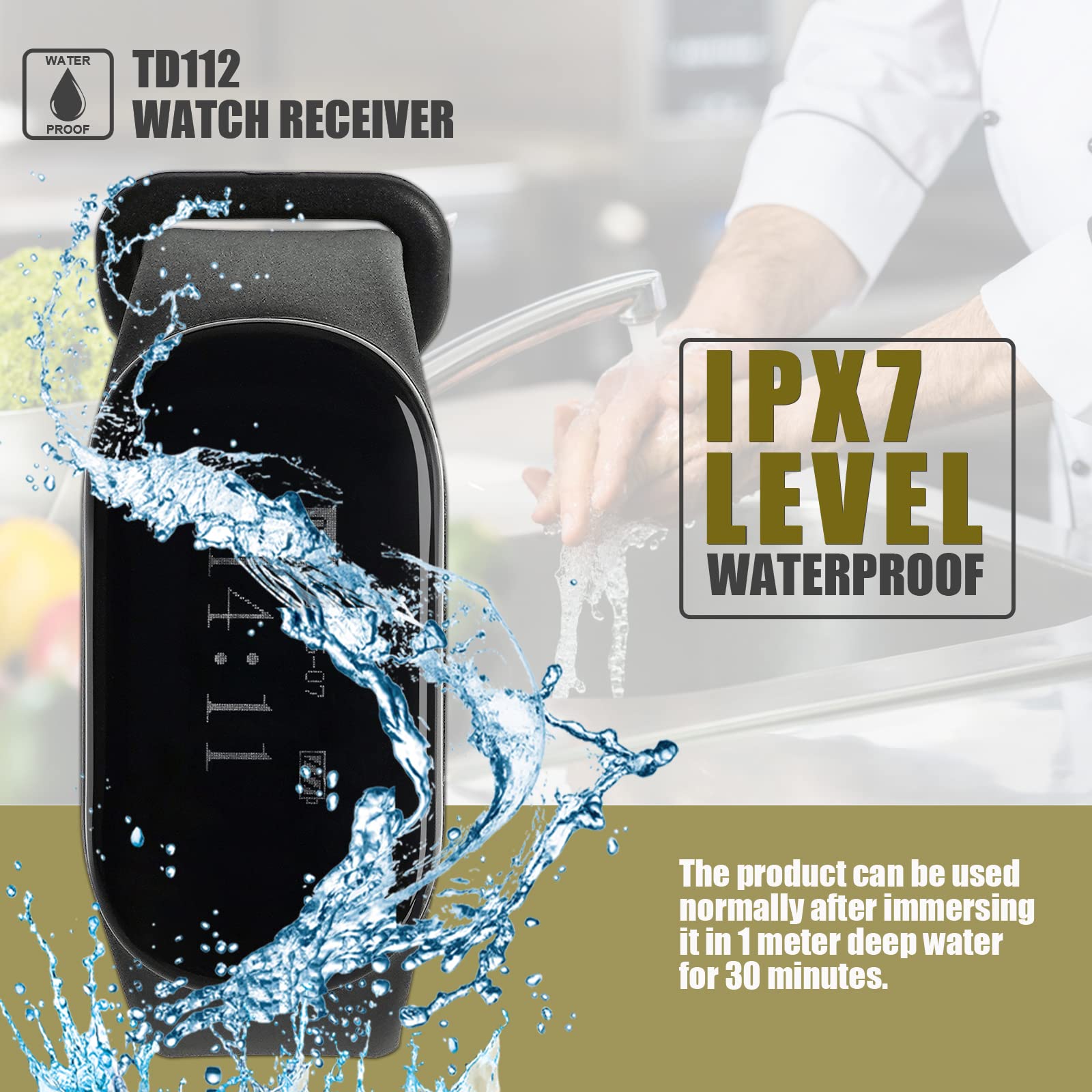 Retekess TD154 Waitress Pager System Restaurant Pagers 5 Watch Receivers | for Hotel Kitchen Church Nursery 1312ft Long Range IPX7 Waterproof 3 Operating Modes Built-in 7 Languages product thumbnail 3