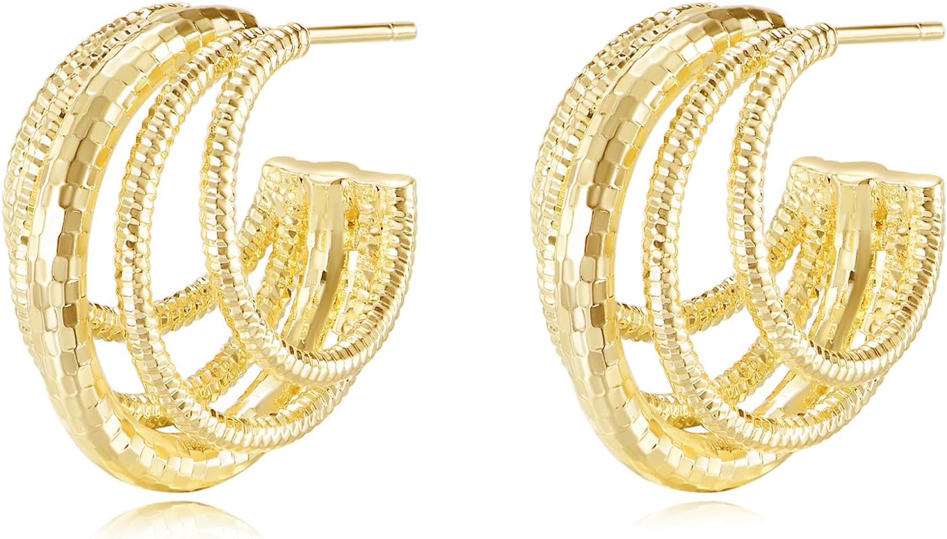 Gold Earrings 14K Gold Hoop Earrings for Women Statement Gold Hoops Jewelry Gifts