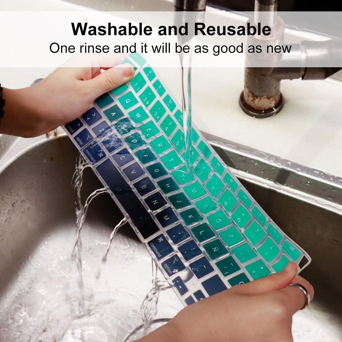 Cubierta de teclado ESP A2179 de silicona protectora de teclado para MacBook Air de 13 pulgadas con Touch ID A2337 M1 Chip Diseño europeo (versión 2020), color verde degradado