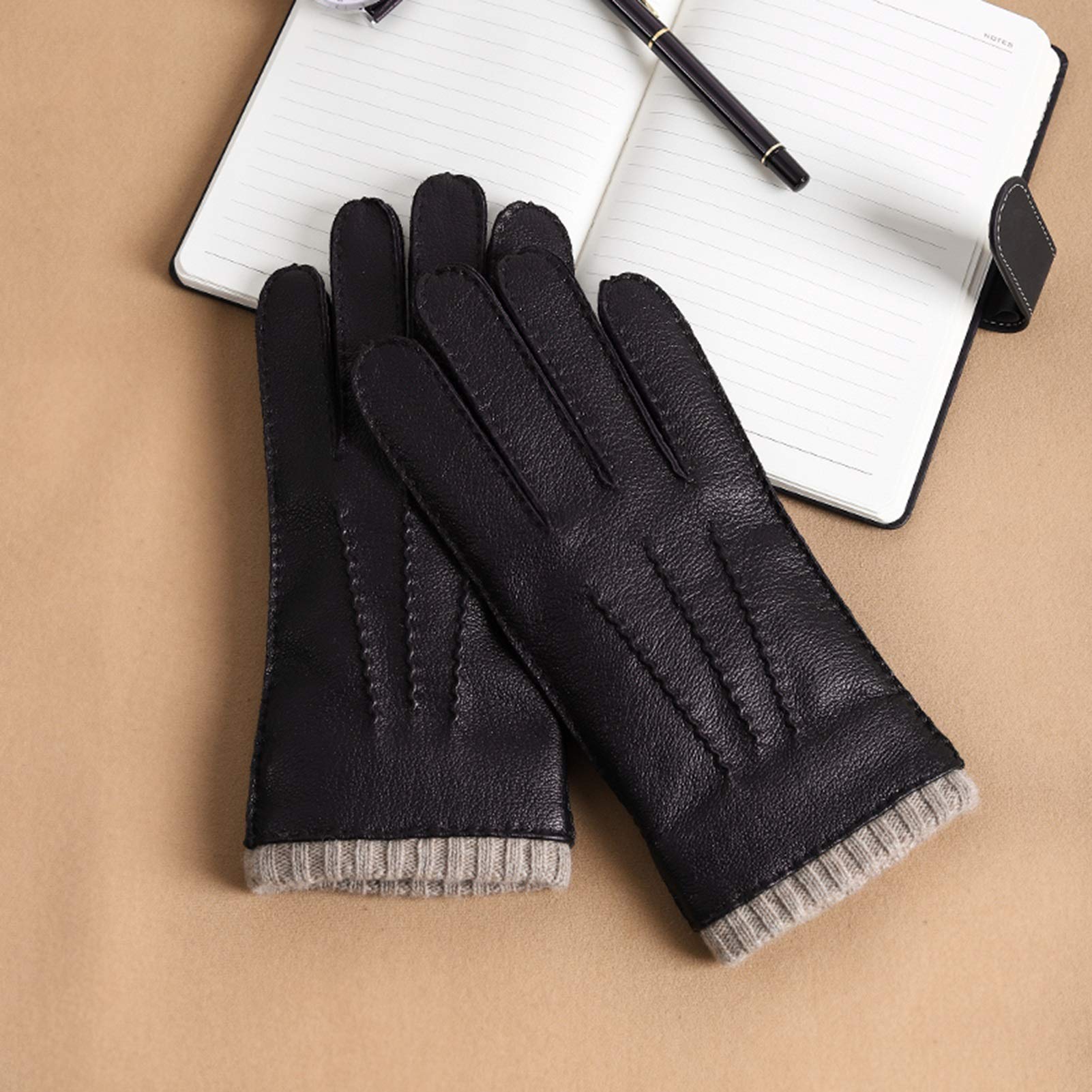 FUFU Manoplas Guantes de Invierno para Hombre Guantes de Pantalla táctil para Conducir Guantes Guantes Folleto Forro (Size : XL)