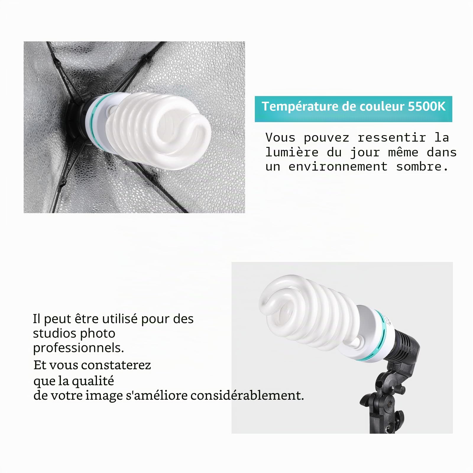 FGen Lampes 2x135W CFL, 5500K, CRI>90, Plus Lumineux à Économie d'Énergie