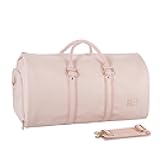 Convertible Carry on Garment Bag for Women,Leather Garment Bags for Travel with Shoe Pouch 2 in 1 Hanging Suitcase Suit Bag for Women Travel Bags for Women Duffle Bag Garment Bag Gifts for Women Pink