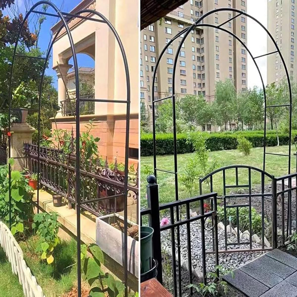 Arco da giardino in metallo resistente per piante rampicanti, grande pergolato per rose e arco nuziale, 160 cm, 180 cm, 200 cm, robusto supporto per decorazioni ed eventi all'aperto