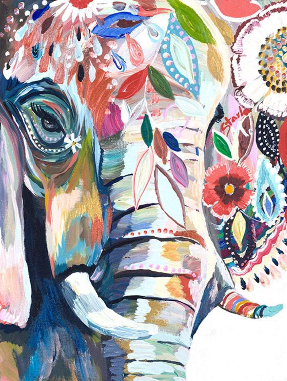 Diamond Art Kits for Adults Full Drill - Diamond Painting Kits for Beginners and Students with Adults' Paint-by-Number Kits for Wall Decoration, Gift, Relax (Colorful Elephant)